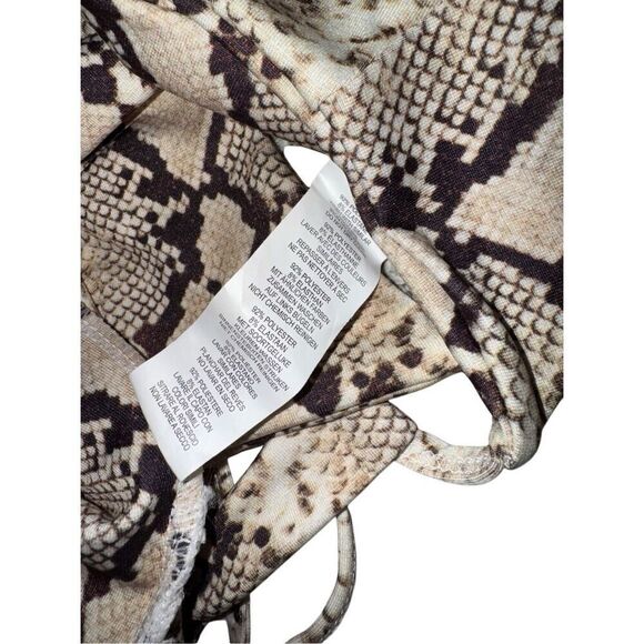 NWT Nasty Gal Neutral Snake Print Cutout String Bikini Top - Picture 6 of 6